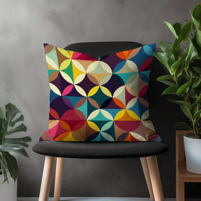 Retro Throw Pillow Cover, Colorful Geometric Living Room Decor, Boho Pillow Sham, Abstract Bedroom Home Decoration, Custom Euro Sham Pillow