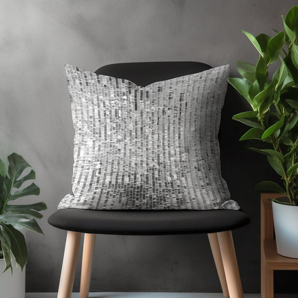 Abstract Gray Pillow Cover, Retro Silver Cushion Case, Geometric Black & White Living Room Decoration, Bedroom Throw Pillow Case