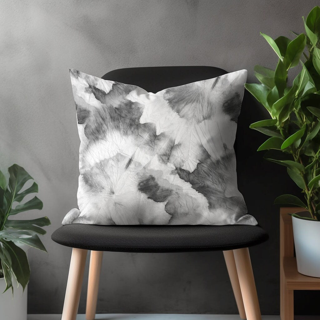 Abstract Gray Pillow Cover, Retro Silver Cushion Case, Geometric Black & White Living Room Decoration, Bedroom Throw Pillow Case