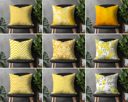 Yellow Abstract Pillow Cover, Summer Trend Cushion Case, Chevron Bedroom Throw Pillow Case, Modern Home Spring Floral Living Room Decoration