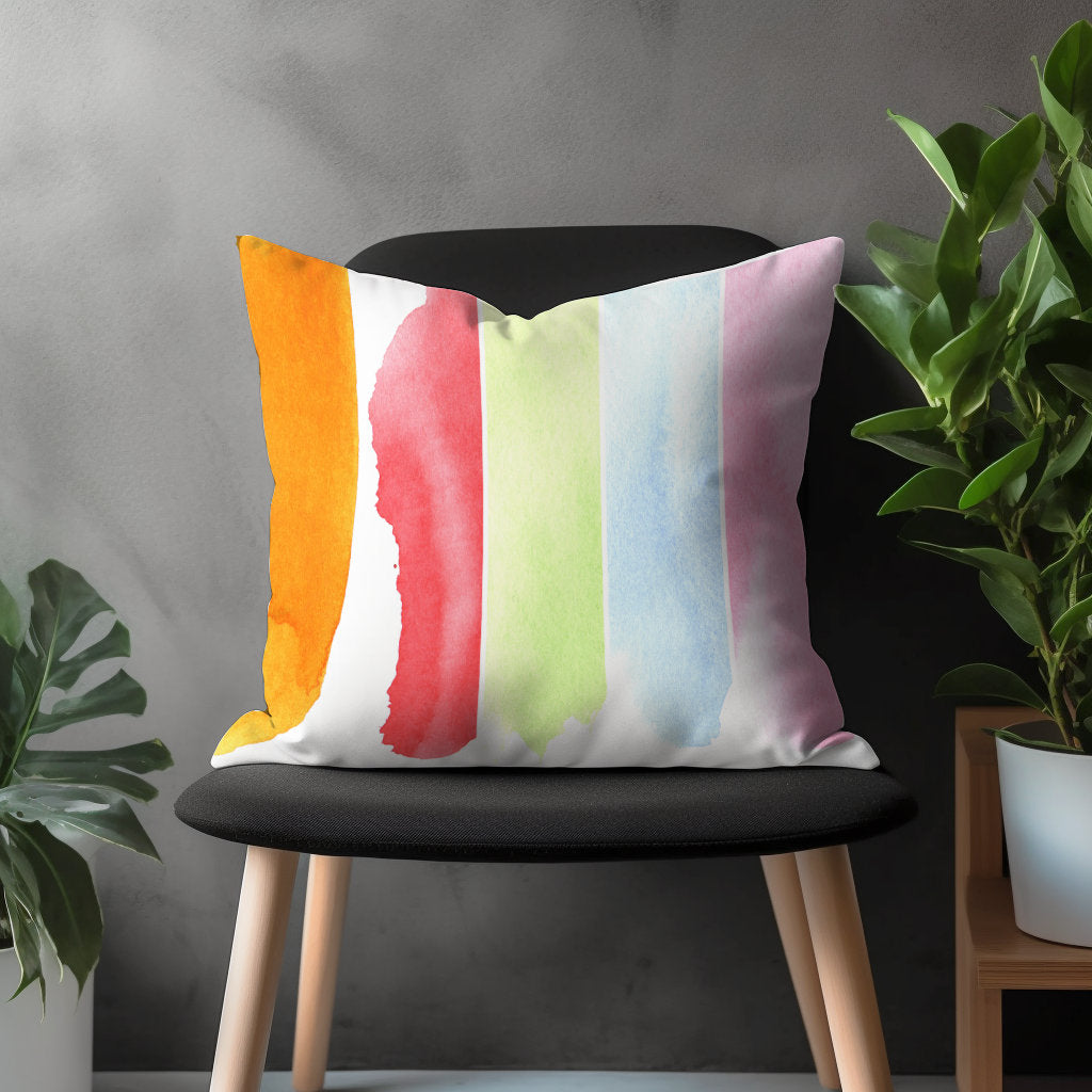 Abstract Colorful Pillow Cover, Vibrant Stripe Cushion Case, Rainbow Bedroom Throw Pillow Cover, Vivid Living Room Decoration