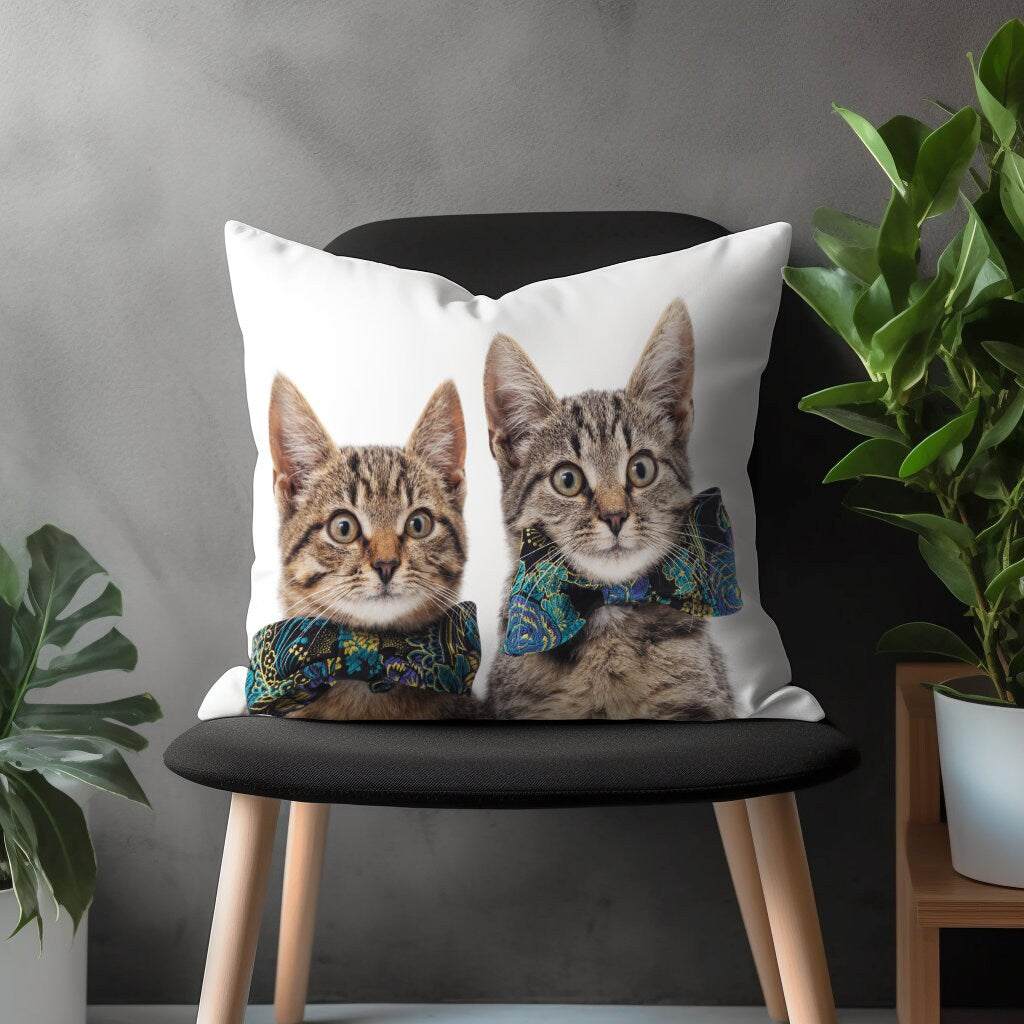 Cute Cat Pillow Cover, Kitty Cushion Case, Animal Living Room Decoration, Kitty Bedroom Throw Pillow Case, Cat Paw Decor