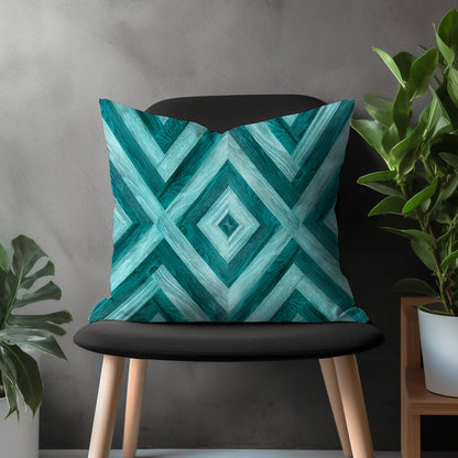 Turquoise Floral Pillow Cover, Geometric Modern Cushion Case, Teal Living Room Decoration, Emerald Bedroom Throw Pillow Case