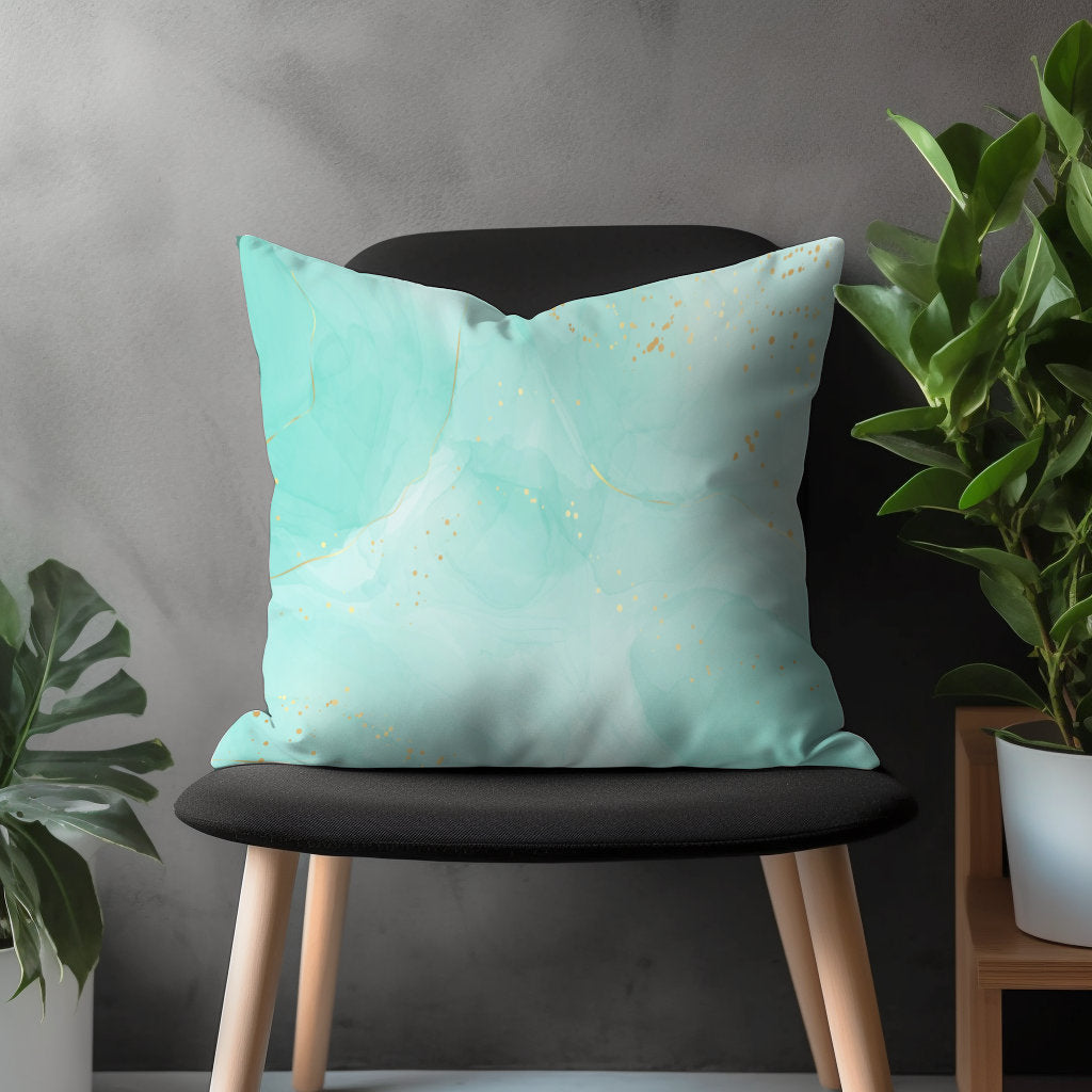 Turquoise Floral Pillow Cover, Geometric Modern Cushion Case, Teal Living Room Decoration, Emerald Bedroom Throw Pillow Case