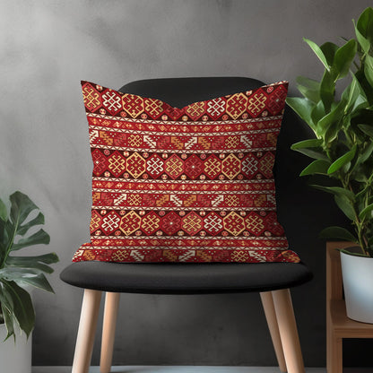 Aztec Southwestern Pillow Cover, Turkish Kilim Cushion Case, Traditional Farmhouse Decor, Terracotta Bedroom Throw Pillow, Ethnic Home Style