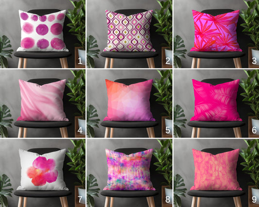 Abstract Boho Pillow Cover, Fuchsia Modern Cushion Case, Decorative Bedroom Throw Pillow Case, Hot Pink Living Room Decor