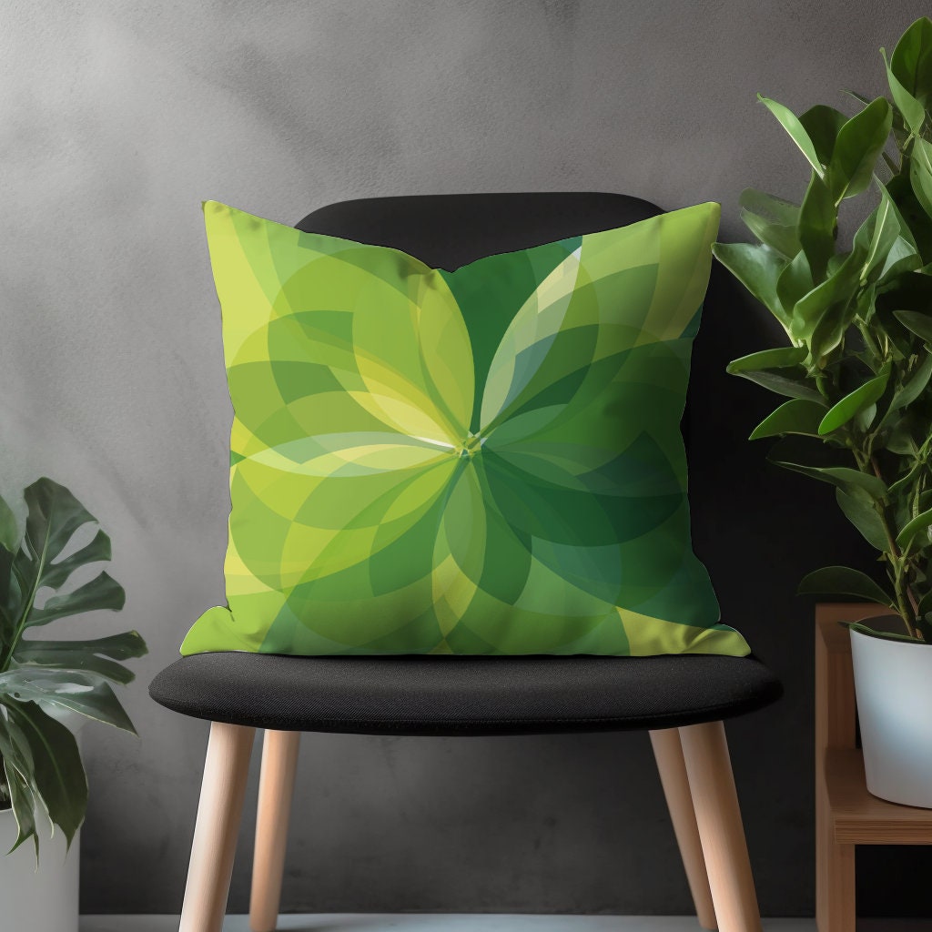 Green Abstract Pillow Cover, Grass Boho Cushion Case, Modern Lime Living Room Decor, Bedroom Throw Pillow Cover, Summer Trend Decoration