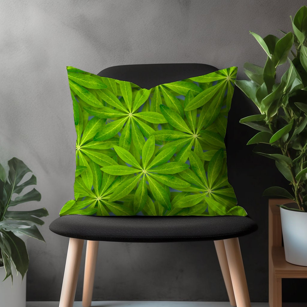 Green Abstract Pillow Cover, Grass Boho Cushion Case, Modern Lime Living Room Decor, Bedroom Throw Pillow Cover, Summer Trend Decoration