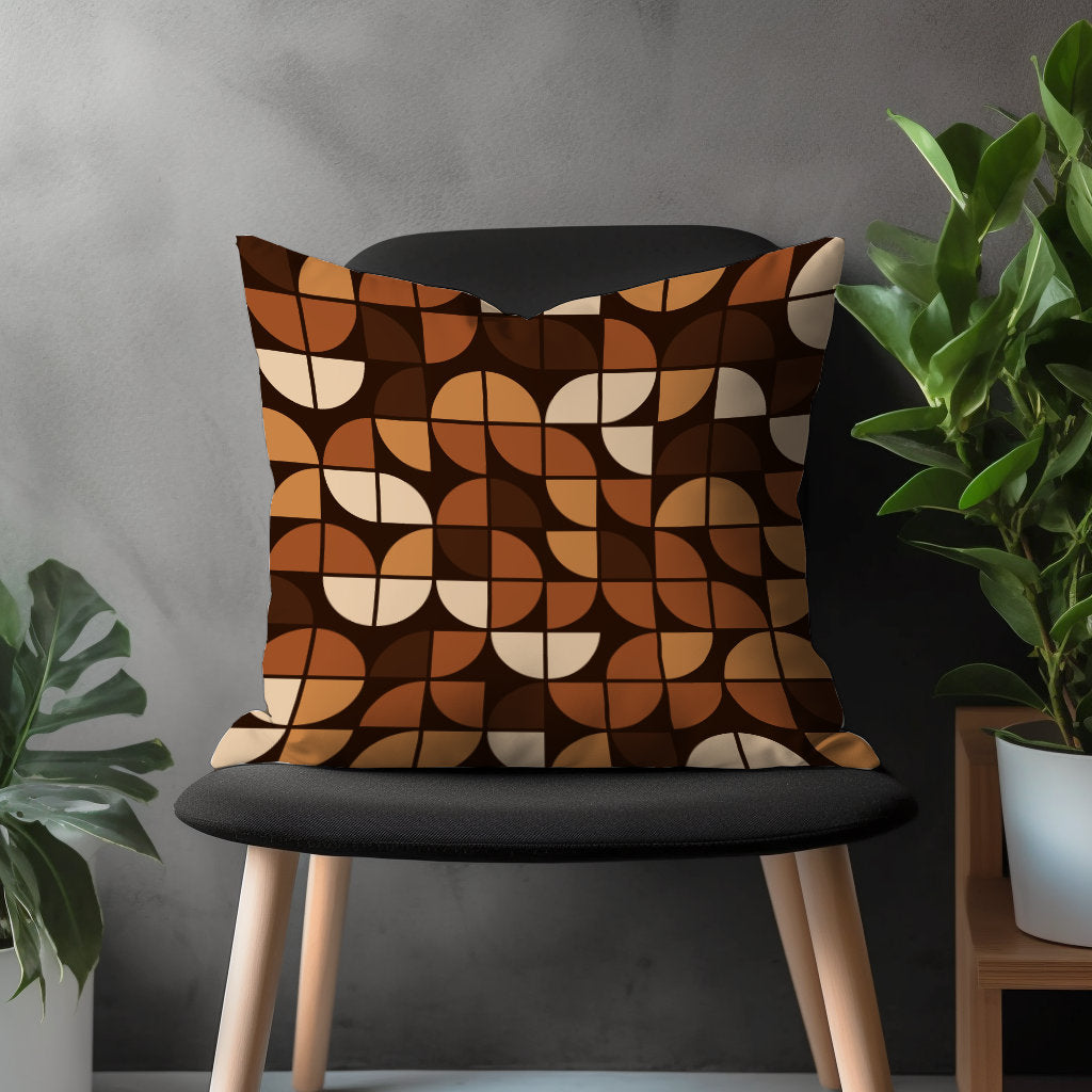 Abstract Modern Pillow Cover, Brown Boho Cushion Case, Retro Living Room Decoration, Beige Mid Century Modern Bedroom Throw Pillow Cover