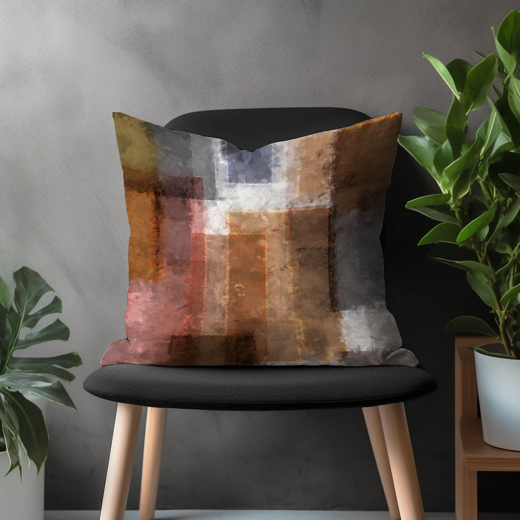 Abstract Modern Pillow Cover, Brown Boho Cushion Case, Retro Living Room Decoration, Beige Mid Century Modern Bedroom Throw Pillow Cover