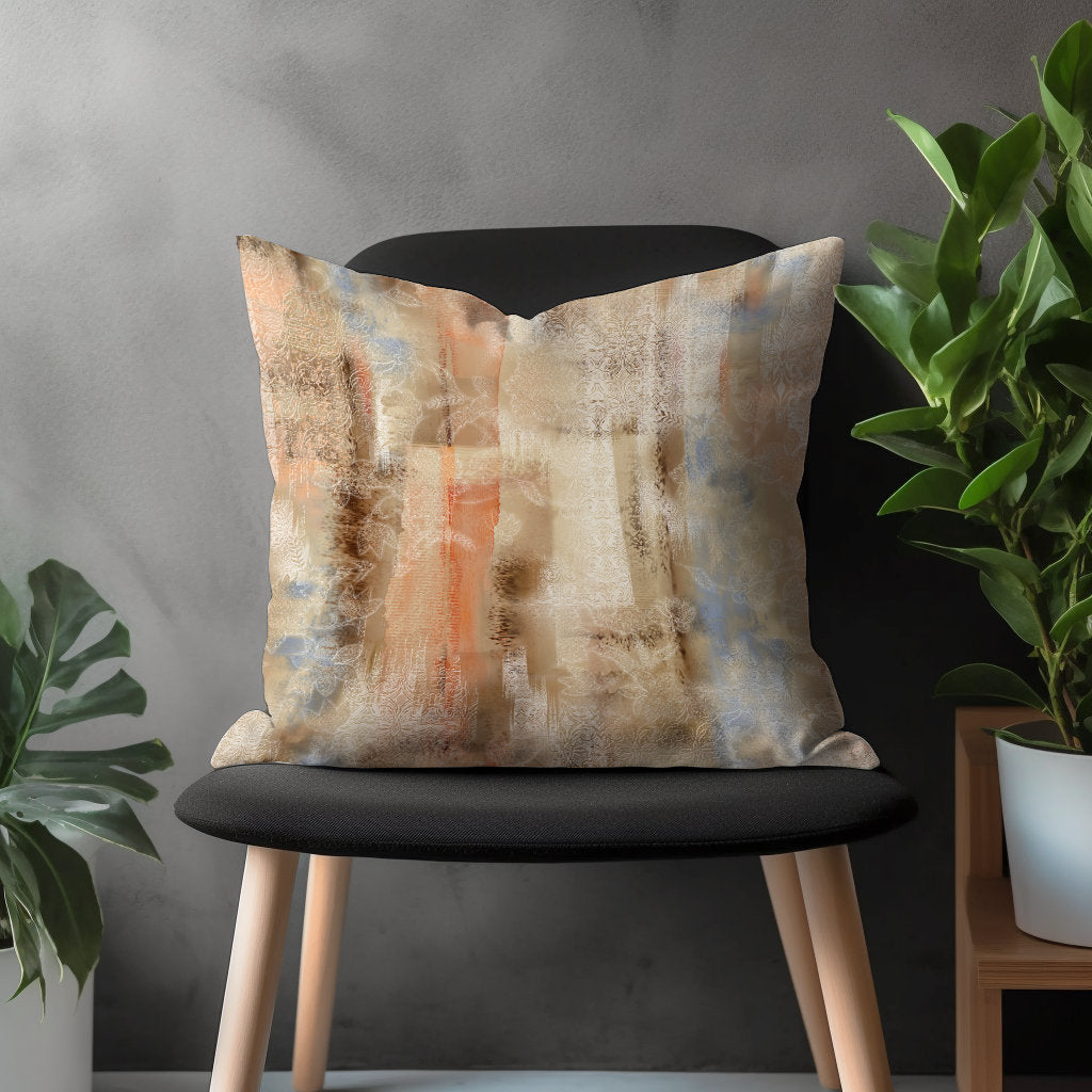 Abstract Modern Pillow Cover, Brown Boho Cushion Case, Retro Living Room Decoration, Beige Mid Century Modern Bedroom Throw Pillow Cover