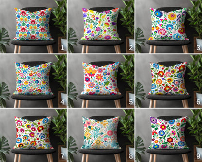 Spring Flower Pillow Cover, Colorful Summer Cushion Case, Bloom Living Room Decoration, Blossom Bedroom Throw Pillow Cover, Plant Home Decor