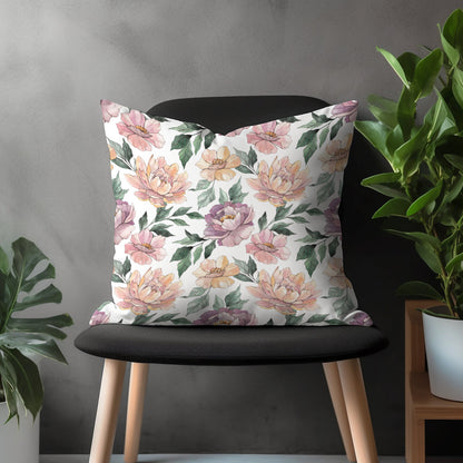 Spring Floral Pillow Cover, Boho Flowers Cushion Case, Bloomy Living Room Decoration, Bedroom Throw Pillow Case, Any Size Cushion Cover