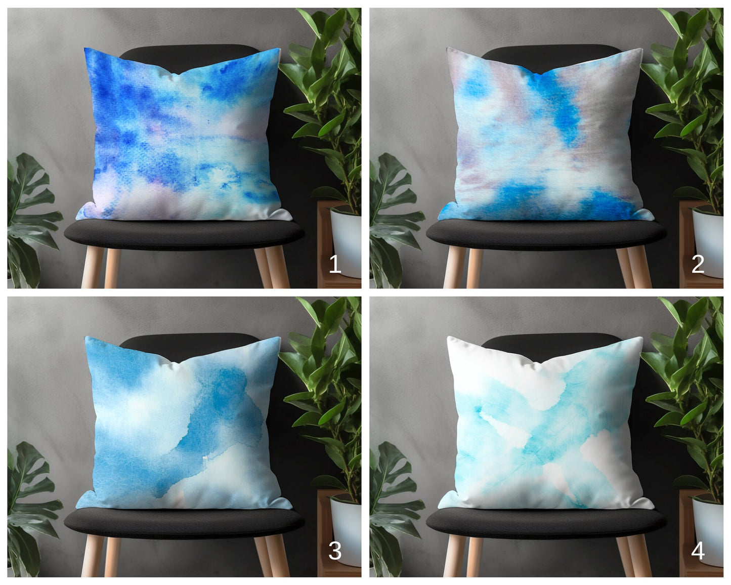 Cloud Pillow Cover, Blue Sky Cushion Case, Aquamarine Living Room Decoration, Indigo Bedroom Throw Any Size Pillow Cover