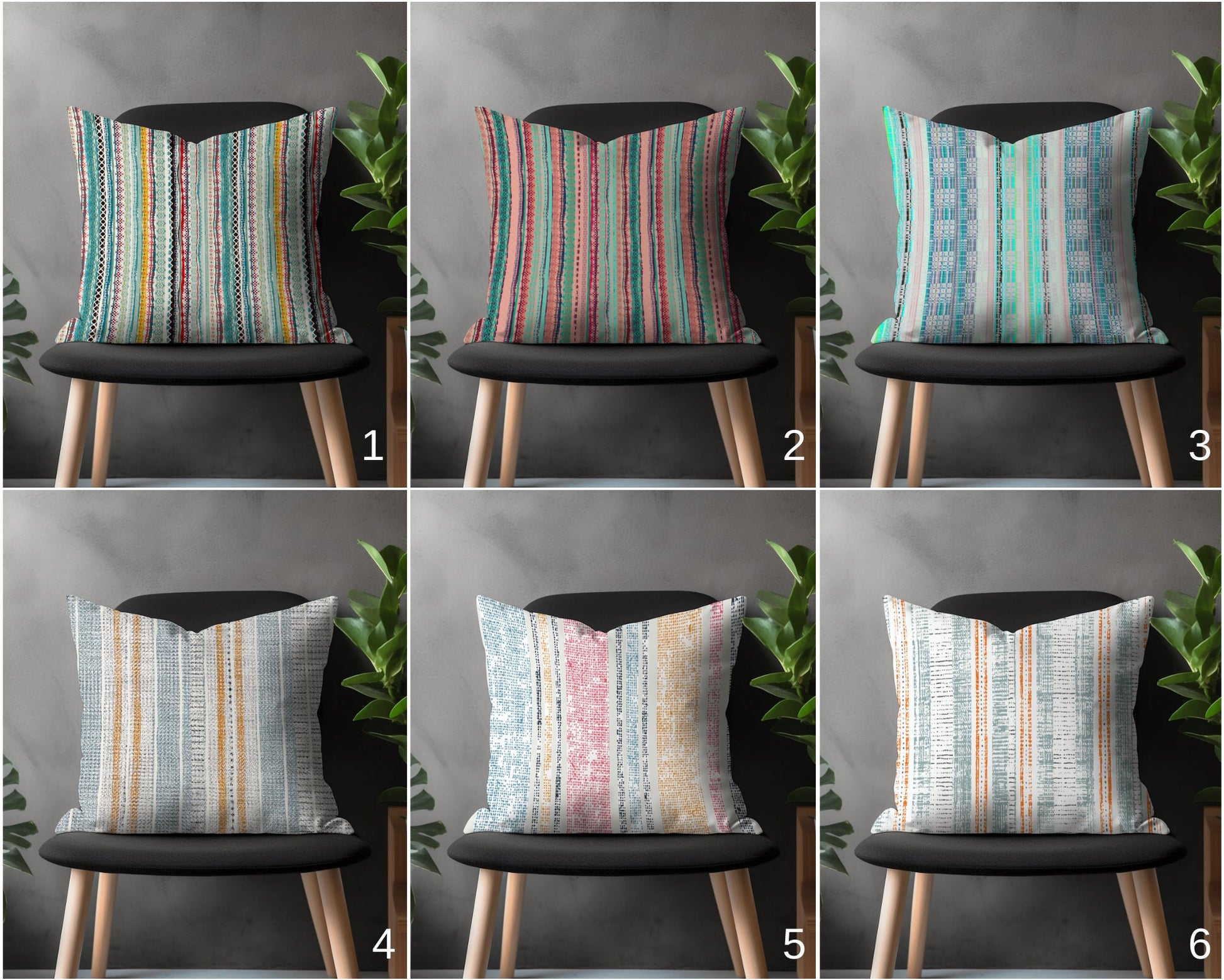 Abstract Stripe Pillow Cover, Textured Colorful Cushion Case, Modern Bedroom Throw Pillow Top, Worn Effect Sitting Room Decoration