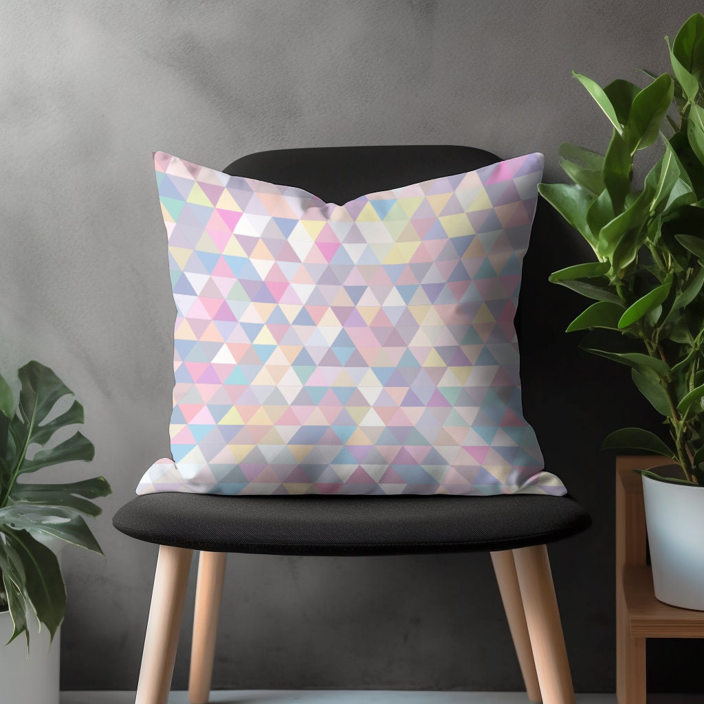 Retro Pillow Cover, Triangle Cushion Case, Minimalist Bedroom Decoration, Boho Home Decor, Colorful Living Room Concept, 18x18 20x20 Pillow