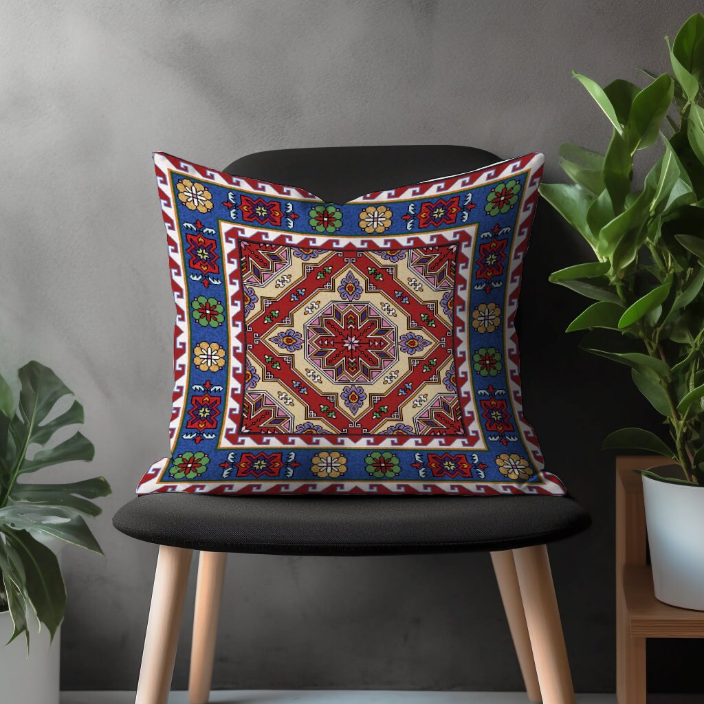 Rug Pillow Cover, Aztec Cushion Case, Traditional Living Room Decor, Southwestern Bedroom Throw Pillow Case, Ethnic Home Decoration