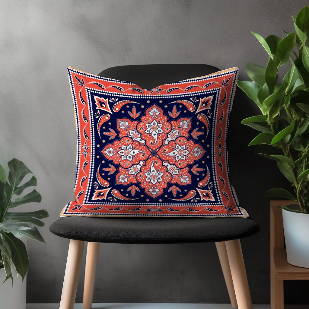 Rug Pillow Cover, Aztec Cushion Case, Traditional Living Room Decor, Southwestern Bedroom Throw Pillow Case, Ethnic Home Decoration