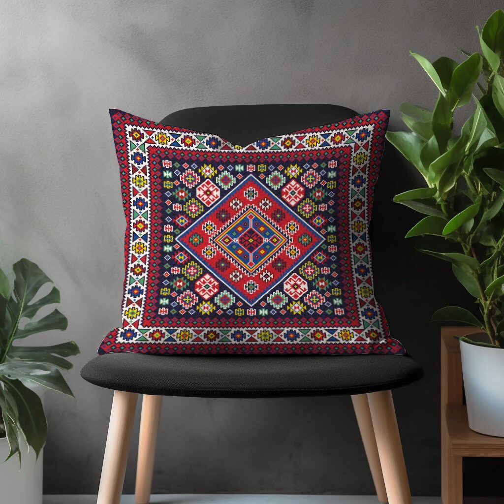 Rug Pillow Cover, Aztec Cushion Case, Traditional Living Room Decor, Southwestern Bedroom Throw Pillow Case, Ethnic Home Decoration