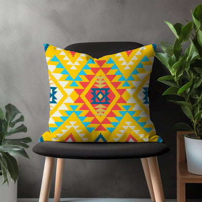 Ethnic Turkish Kilim Pillow Cover, Aztec Rug Cushion Case, Southwestern Farmhouse Living Room Decor, Traditional Bedroom Throw Pillow Case