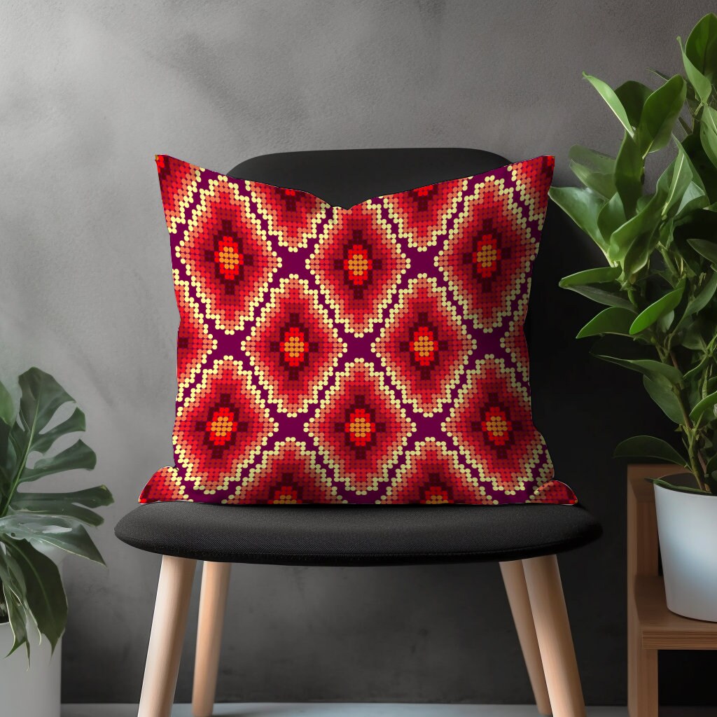 Southwestern Aztec Pillow Cover, Turkish Kilim Cushion Case, Ethnic Living Room Decoration, Rug Pattern Bedroom Decor, Brick Throw Pillow