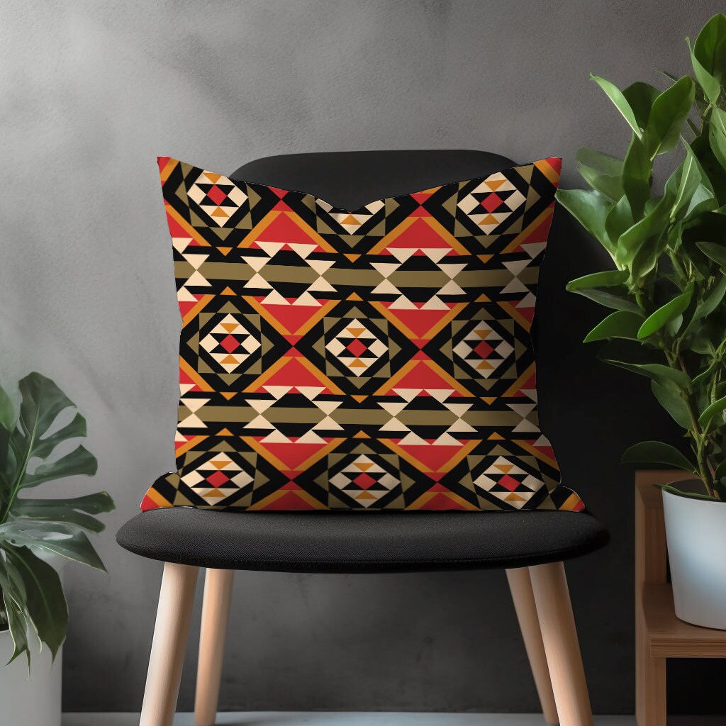 Southwestern Aztec Pillow Cover, Turkish Kilim Cushion Case, Ethnic Living Room Decoration, Rug Pattern Bedroom Decor, Brick Throw Pillow