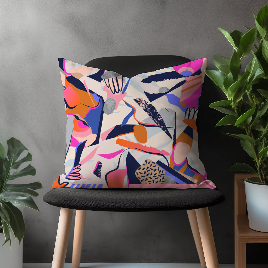 Abstract Floral Pillow Cover, Mid Century Modern Flower Cushion Case, Boho Sitting Room Decor, Colorful Bedroom Throw Pillow Case