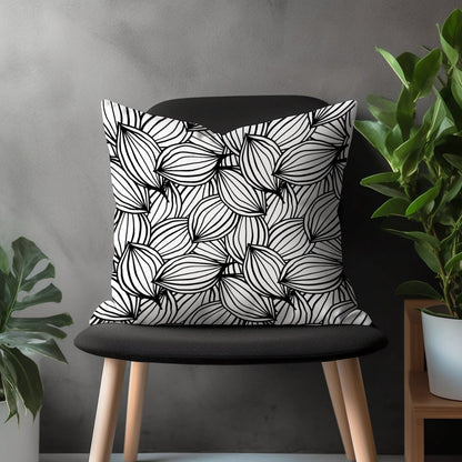 Black & White Pillow Cover, Geometric Cushion Case, Modern Living Room Decoration, Boho Bedroom Throw Pillow Case, Drop Shape Pillow Case