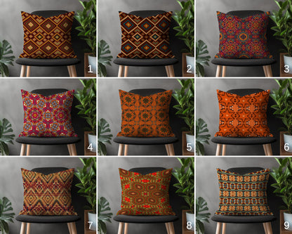 Turkish Kilim Pillow Cover, Aztec Rug Pattern Cushion Case, Southwestern Ethnic Farmhouse Bedroom Decor, Traditional Living Room Decoration