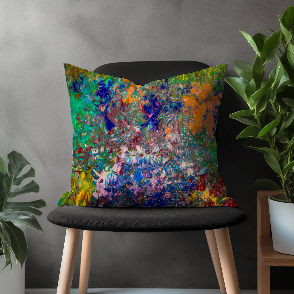 Brush Paint Pillow Cover, Farmhouse Cushion Case, Colorful Bedroom Throw Pillow, Brush Stroke Effect Living Room Decoration