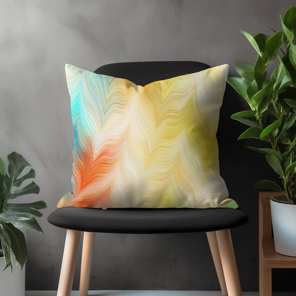 Colorful Abstract Pillow Cover, Yellow Modern Cushion Case, Paint Effect Living Room Decoration, Brushed Look Bedroom Throw Pillow Case