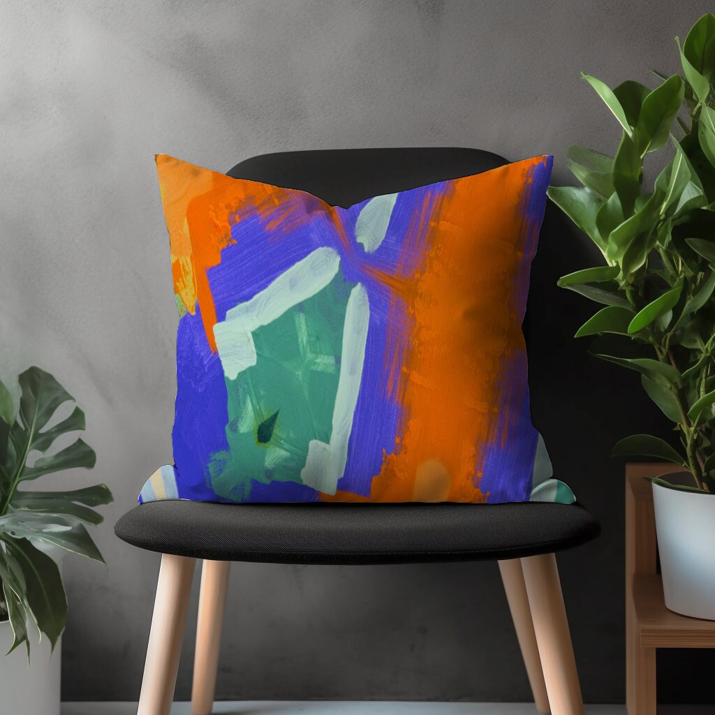 Brush Art Pillow Cover, Modern Boho Cushion Case, Abstract Bedroom Throw Pillow Case, Bohemian Living Room Decoration, Minimalist Home Decor