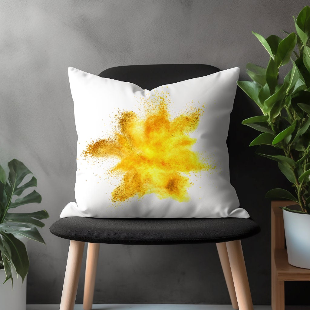 Abstract Paint Effect Pillow Cover, Brushed Stroke Pillow Euro Shams, Black&Yellow Bedroom Throw Pillow Case, 18x18 20x20 Any Size Pillow