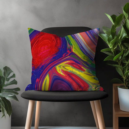 Abstract Colorful Pillow Cover, Boho Decorative Pillow Sham, Vivid Living Room Decor, Vibrant Bedroom Throw Pillow Case, Modern Home Textile