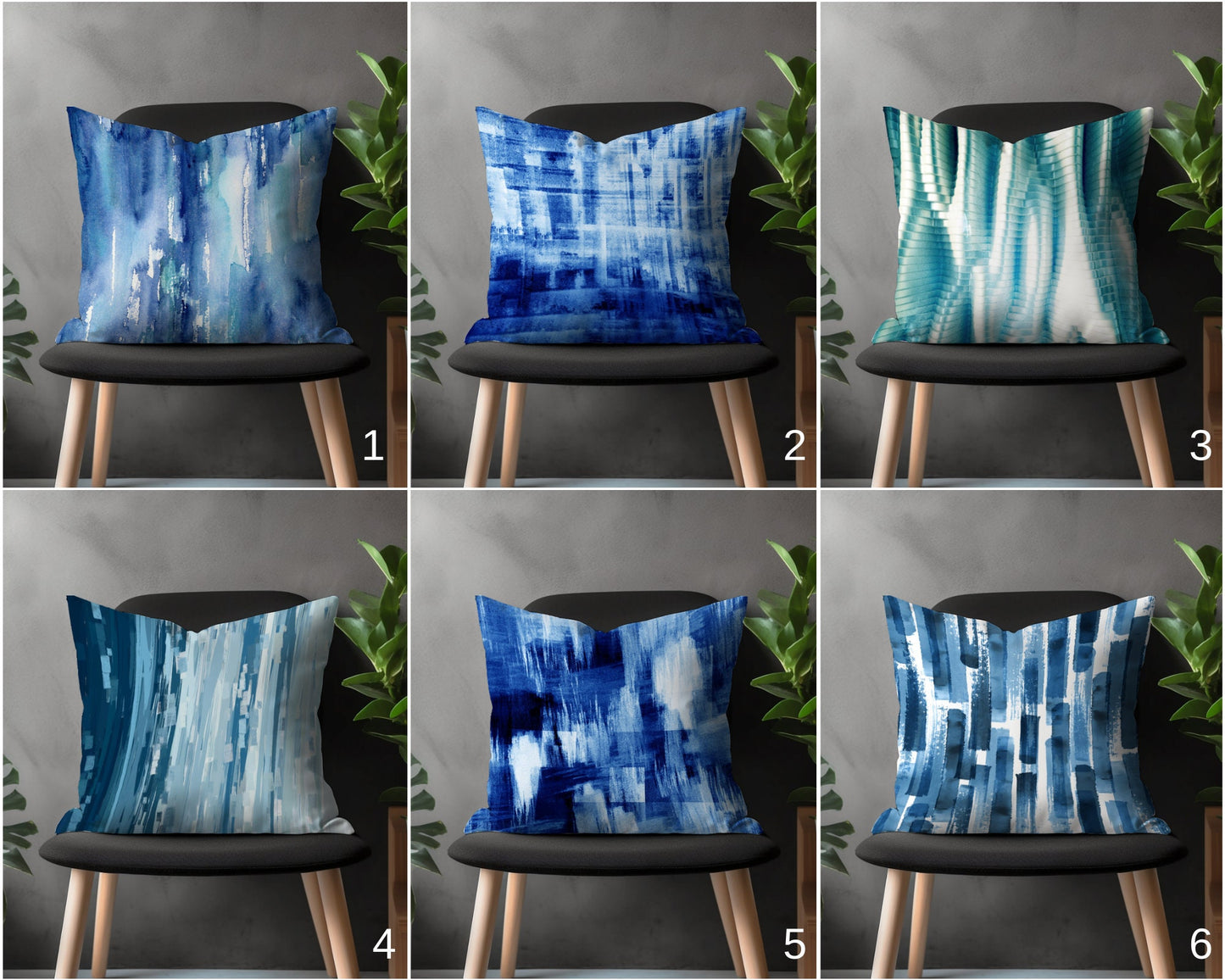 Blue Abstract Pillow Cover, Navy Blue Paint Effect Cushion Case, Brush Stroke Bedroom Throw Pillow Case, Modern Living Room Decoration