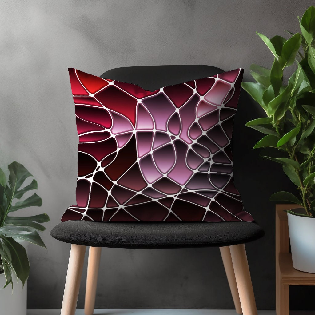 Maroon Abstract Pillow Cover, Geometric Bordeaux Pillow Euro Sham, Mid Century Modern Deep Red Home Decor, Custom Throw Pillow Case