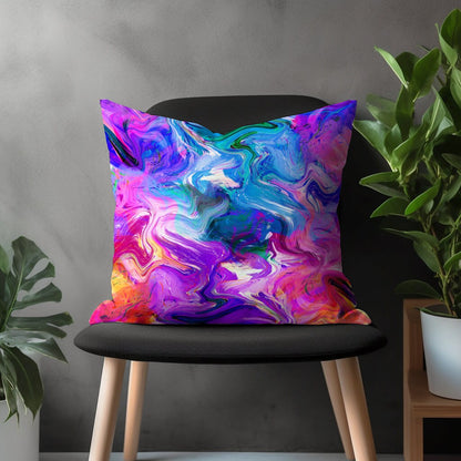 Contemporary Throw Pillow Cover, Decorative Accent Cushion Case, Abstract Living Room Decor, Boho Bedroom Decoration, Colorful Home Textiles