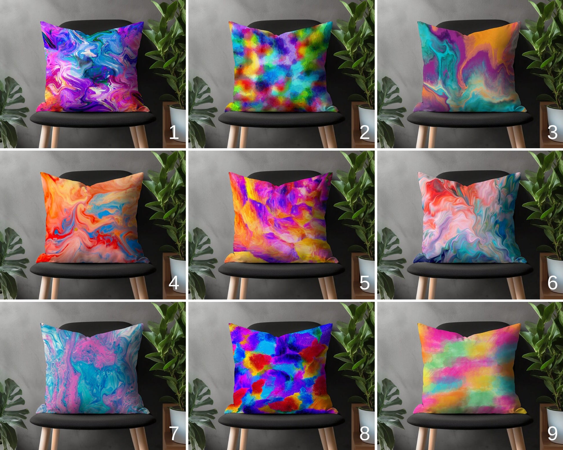 Contemporary Throw Pillow Cover, Decorative Accent Cushion Case, Abstract Living Room Decor, Boho Bedroom Decoration, Colorful Home Textiles