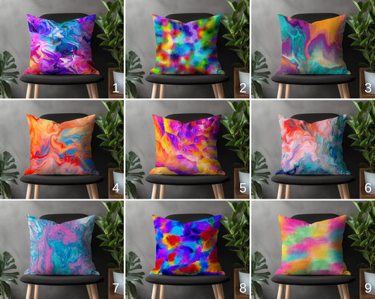 Contemporary Throw Pillow Cover, Decorative Accent Cushion Case, Abstract Living Room Decor, Boho Bedroom Decoration, Colorful Home Textiles