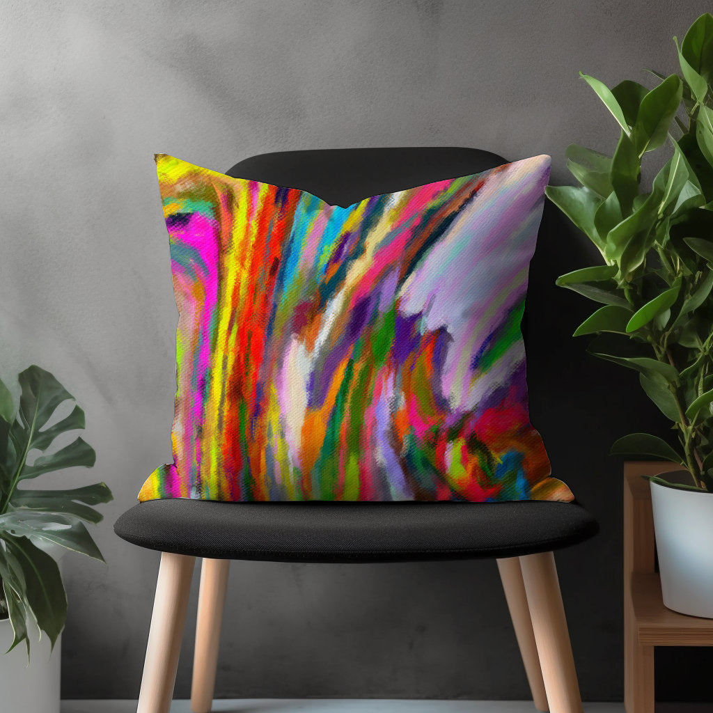 Stripe Colorful Pillow Cover, Abstract Boho Cushion Case, Decorative Bedroom Throw Pillow, Bright Living Room Home Textile, Vivid Home Decor