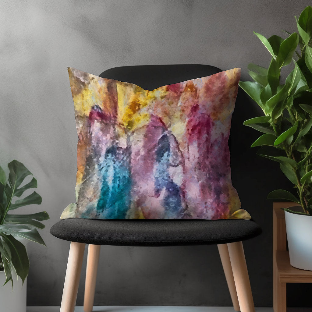 Abstract Colorful Pillow Cover, Mid Century Modern Cushion Case, Vivid Living Room Decor, Bright Bedroom Throw Pillow Case, Boho Home Decor