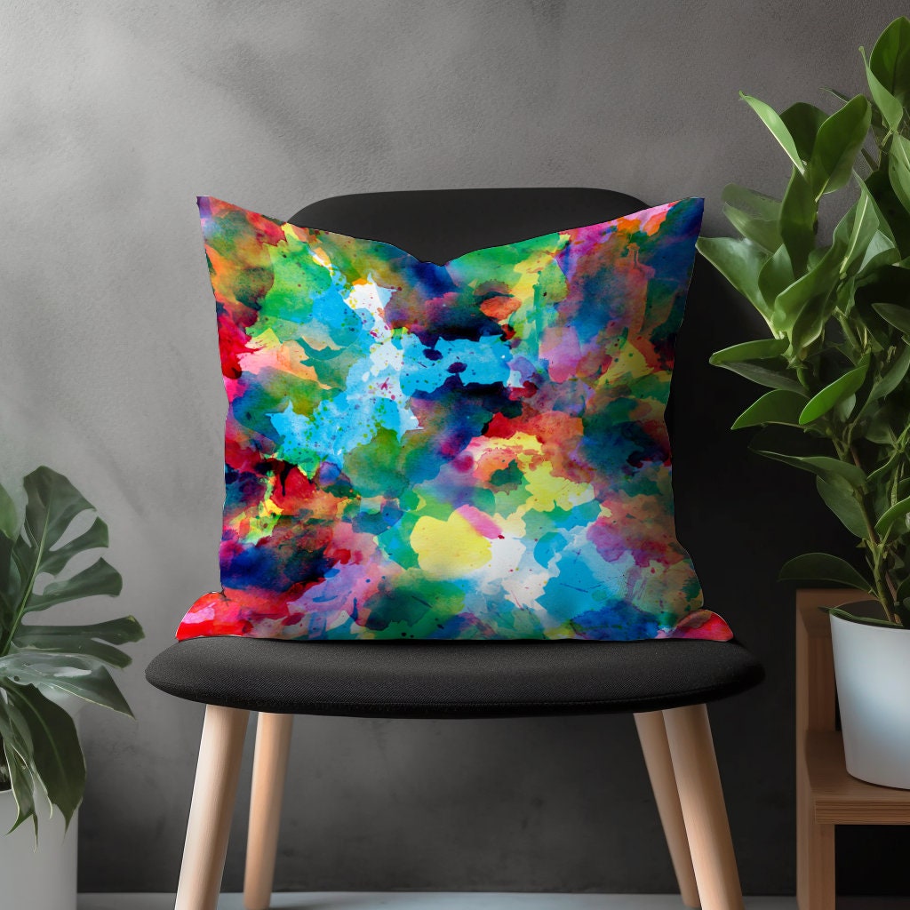 Colorful Pixel Pillow Cover, Abstract Cushion Case, Bright Living Room Decor, Vivid Bedroom Throw Pillow Case, Vibrant Home Decoration