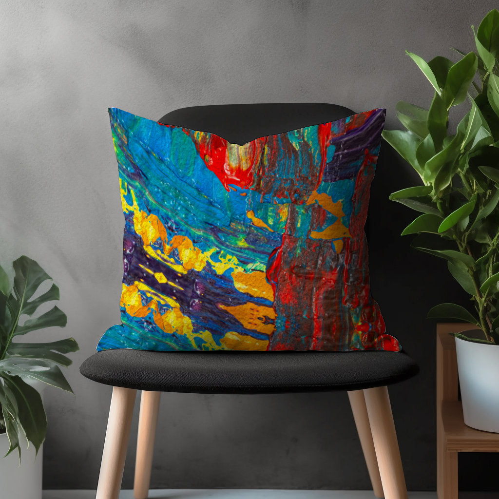 Vivid Abstract Pillow Cover, Boho Decorative Throw Pillow Case, Colorful Euro Sam Pillow, Splash Effect Bedroom Decor, 18x18 20x20 22x22