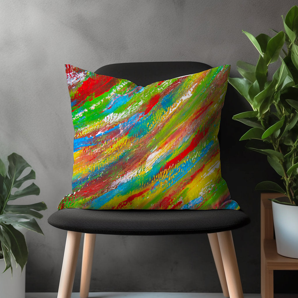 Vivid Abstract Pillow Cover, Boho Decorative Throw Pillow Case, Colorful Euro Sam Pillow, Splash Effect Bedroom Decor, 18x18 20x20 22x22