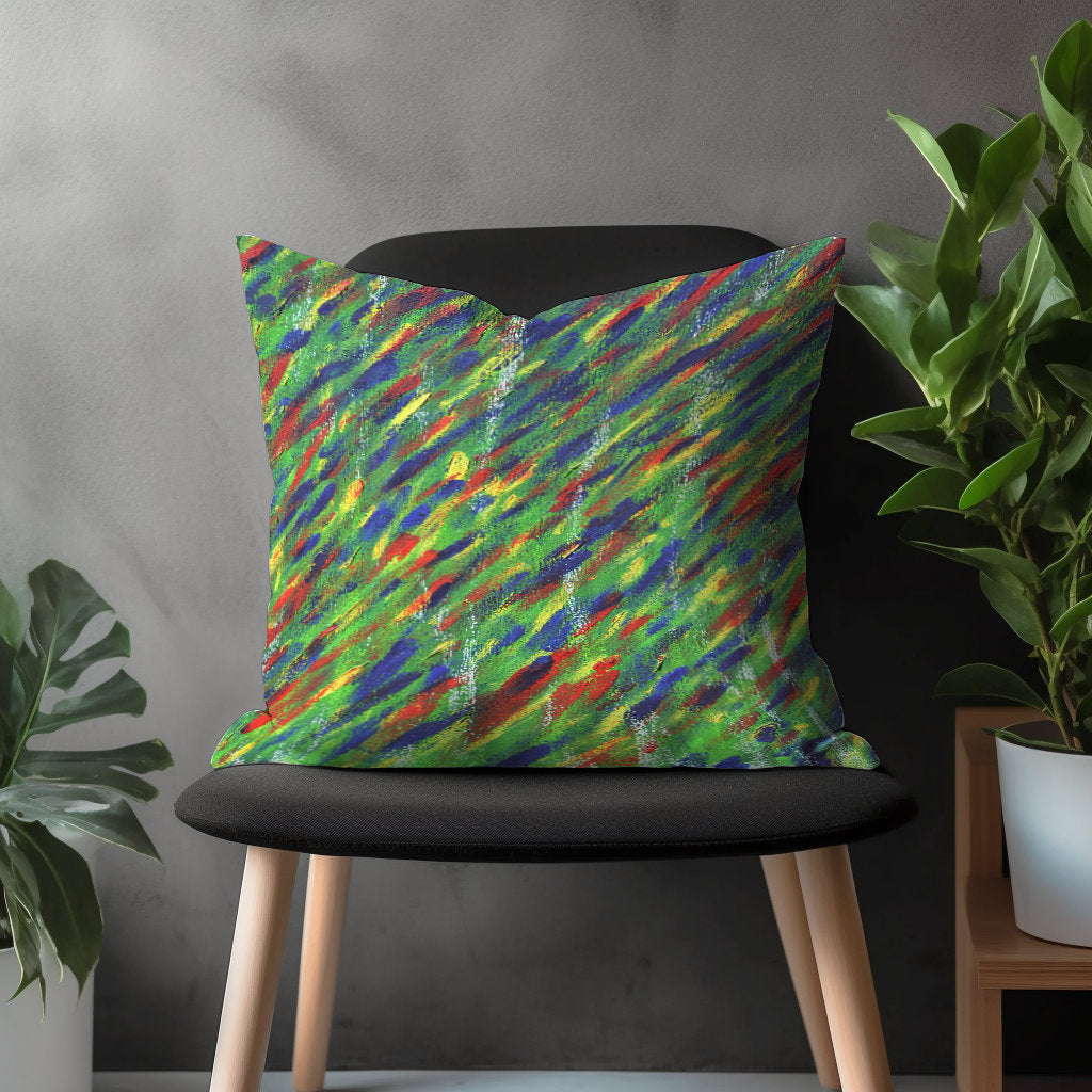 Vivid Abstract Pillow Cover, Boho Decorative Throw Pillow Case, Colorful Euro Sam Pillow, Splash Effect Bedroom Decor, 18x18 20x20 22x22