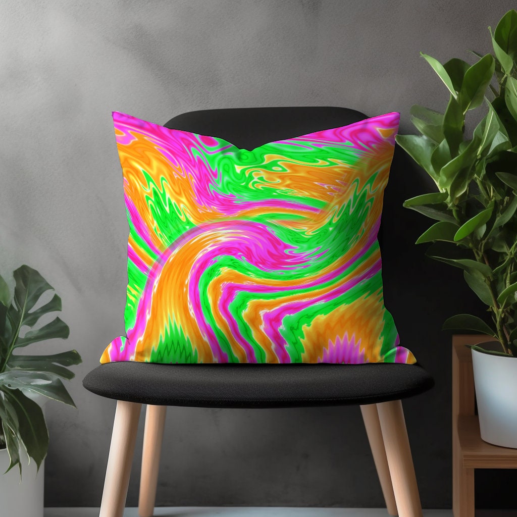 Abstract Colorful Pillow Cover, Vivid Bedroom Throw Pillow Case, Decorative Euro Pillow Shams, Multicolor Bright Living Room Decoration