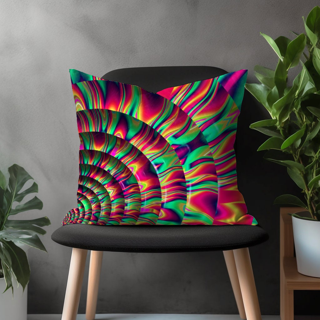 Abstract Colorful Pillow Cover, Vivid Bedroom Throw Pillow Case, Decorative Euro Pillow Shams, Multicolor Bright Living Room Decoration