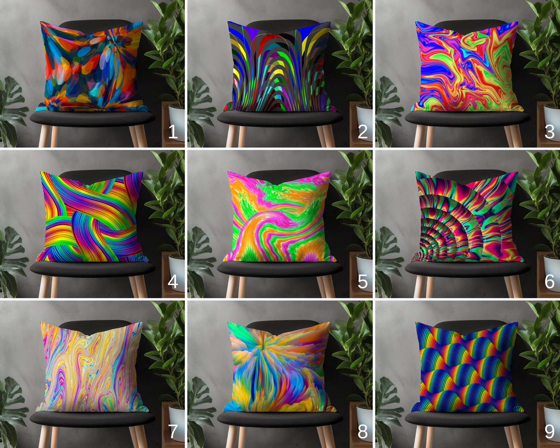 Abstract Colorful Pillow Cover, Vivid Bedroom Throw Pillow Case, Decorative Euro Pillow Shams, Multicolor Bright Living Room Decoration