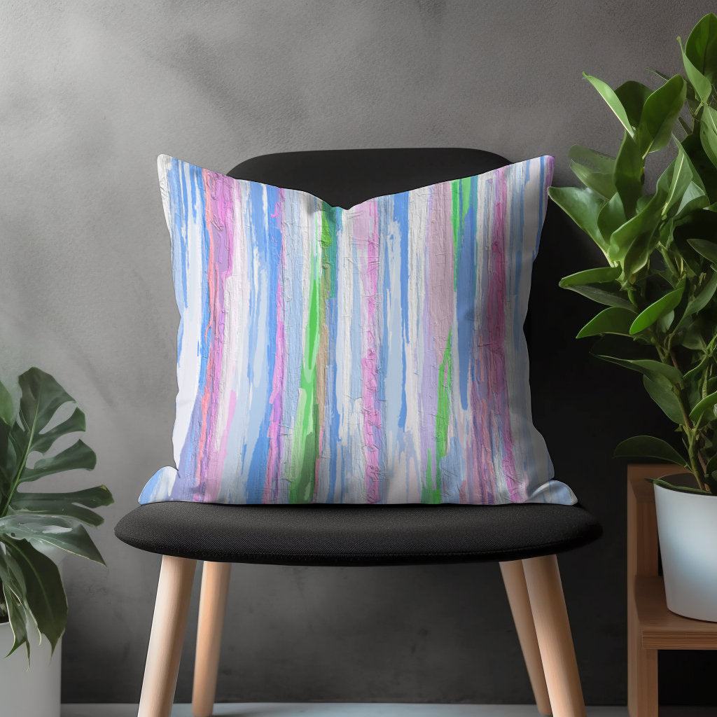 Colorful Stripe Pillow Cover, Rainbow Pattern Cushion Case, Boho Living Room Decoration, Eclectic Bedroom Throw Pillow Case