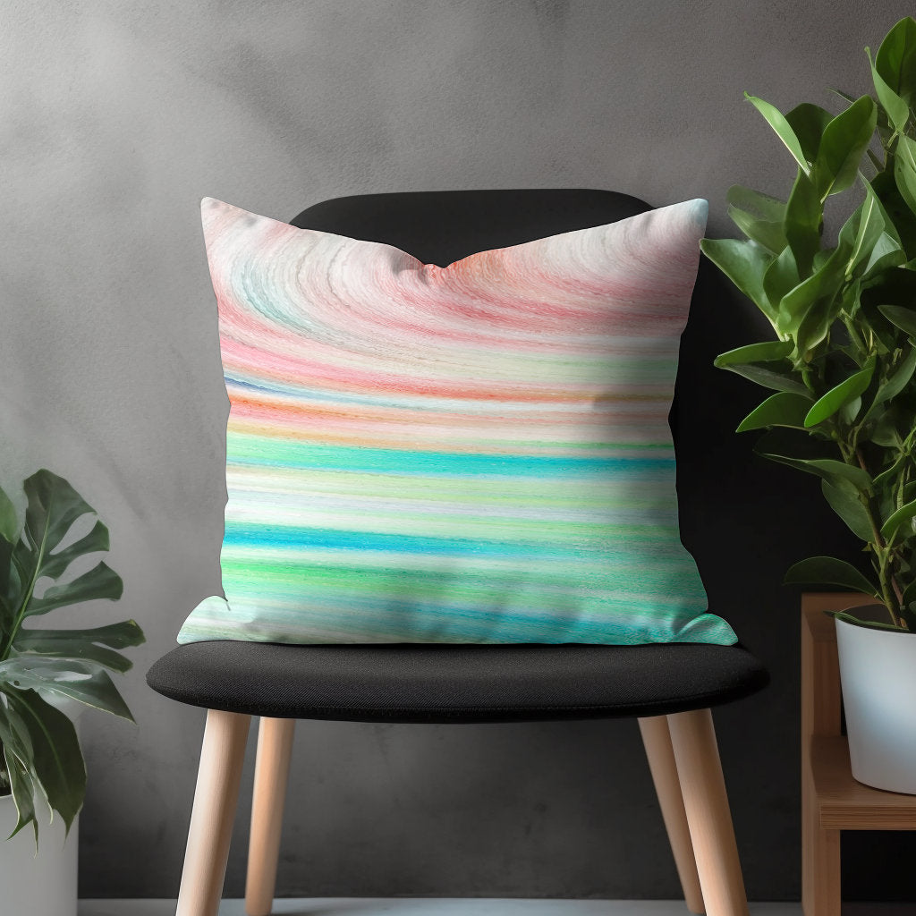 Colorful Stripe Pillow Cover, Rainbow Pattern Cushion Case, Boho Living Room Decoration, Eclectic Bedroom Throw Pillow Case